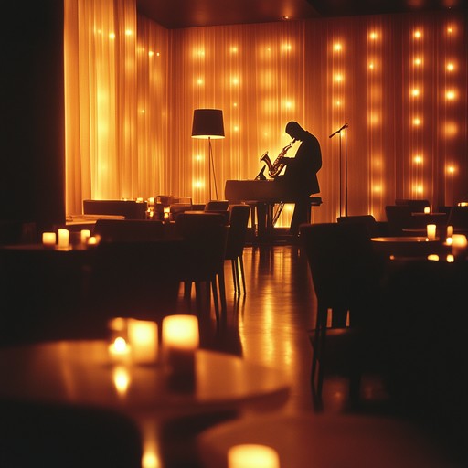 This instrumental piece captures the essence of intimate moments shared in a torch lit lounge. Gentle saxophone melodies intertwine with soft piano harmonies, evoking feelings of warmth, romance, and nostalgic yearning. The arrangement invites listeners to immerse themselves in a serene atmosphere where every note whispers secrets of love and tender reflections.