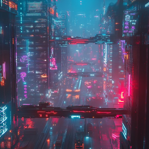 Uplifting, synth driven melodies in an instrumental cyberpunk track that envisions a brighter technological future. The music creates an immersive atmosphere of neon lit horizons, where possibilities are endless, and hope is a tangible emotion.