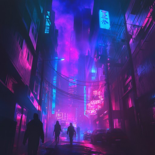 Explore a futuristic dystopia with pulsating beats and eerie synth melodies set against a backdrop of neon lit cityscapes. The unsettling ambiance combined with glitchy textures creates a haunting cyberpunk experience, perfect for a journey through a decaying tech society.