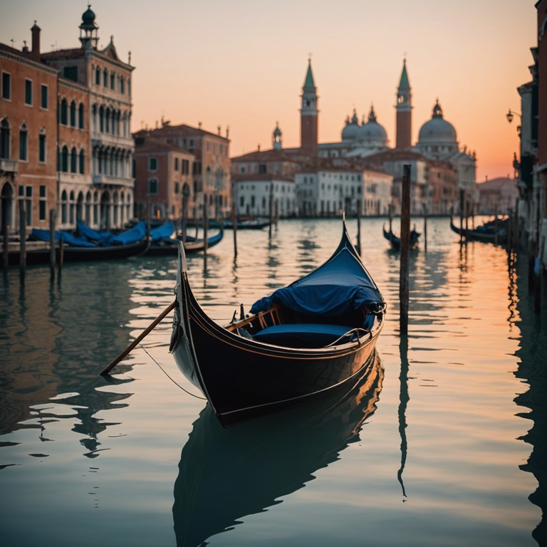 Imagine a serene yet emotionally complex scene in venice at sunset, where the music captures the juxtaposition of the peaceful setting and the underlying, dramatic intensity of the historical city. The song utilizes the delicate sounds of a classical guitar, echoing through the canals and bouncing softly off the ancient brick walls, blending the feeling of a quiet end to a bustling day with a touch of romantic drama.