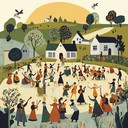bright folk rock with lively, joyful instrumentation