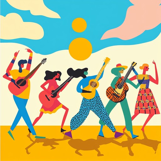 An energetic instrumental blending upbeat funk rhythms with rock guitar riffs, evoking a carefree, joyful atmosphere perfect for dancing and good times.