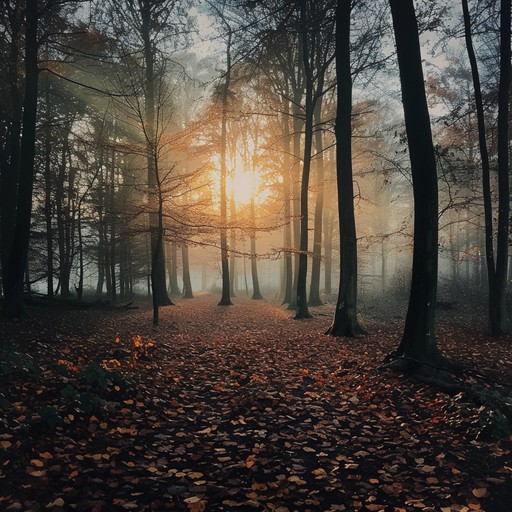 Evoking a sense of melancholic yearning, the harp's strains intertwine with the twilight's deepening shadows, capturing the essence of solitude and the echo of ancient whispers among the trees.