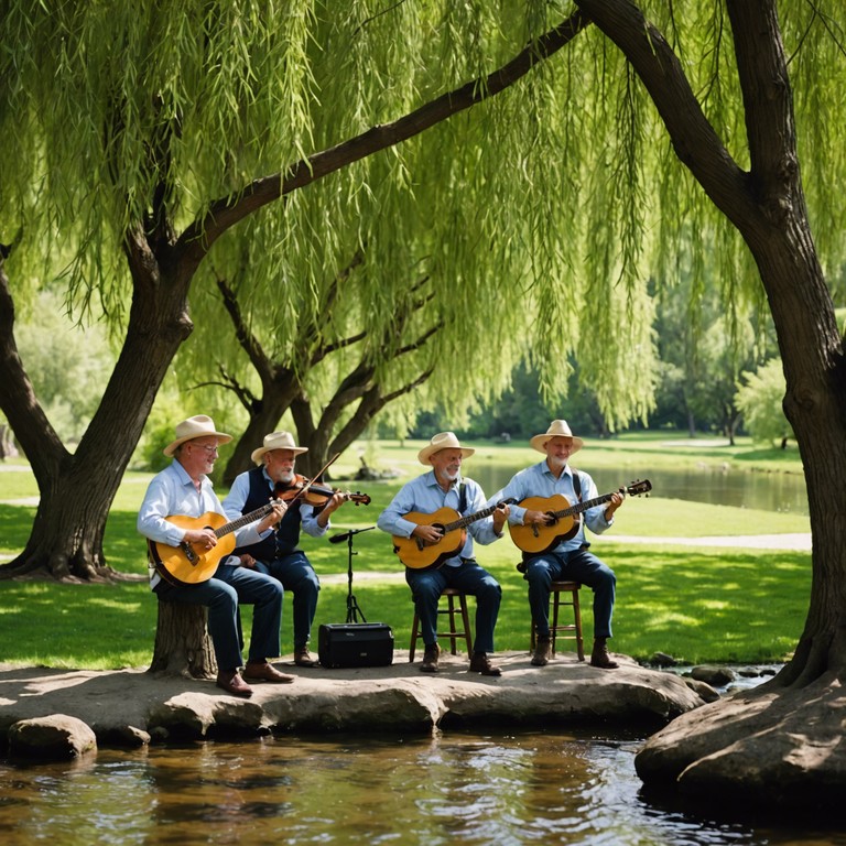 An innovative take on the acoustic charm of traditional bluegrass, creek side revels doubles down on playful melodies that feel both familiar and novel, creating an atmosphere of fun and spontaneity.