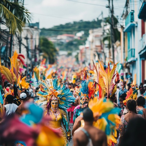 A vibrant yet intense instrumental piece featuring dominant brass melodies and driving percussions, evoking the chaotic yet exhilarating essence of a carnival parade, infused with darker aggressive themes.