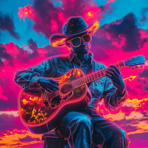 Blend the soulful rhythms of traditional sertanejo with sci fi inspired electronic beats. Picture a neon lit countryside with holographic cowboys under starry skies.