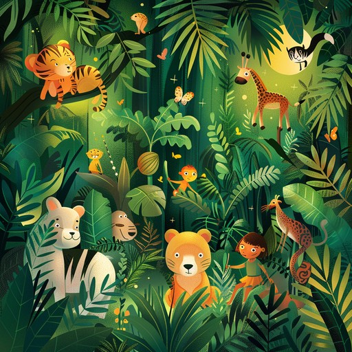 Dive into an exotic jungle atmosphere filled with playful melodies and rhythmic patterns that evoke the sounds of nature. From rustling leaves to animal calls, this instrumental track captivates young listeners and sparks their sense of adventure and curiosity.