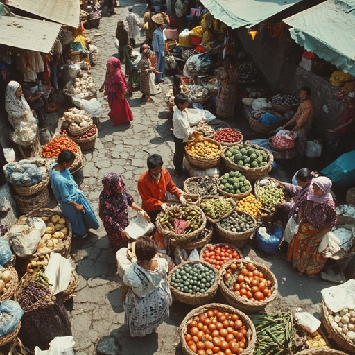 This track captures the effervescent energy of a traditional market bustling with life. Featuring the dynamic beats of a djembe, it paints an auditory picture of vendors and buyers engaging fervently. It’s a musical depiction of the vivid interactions and the rhythmic vitality typical of such a vibrant setting.