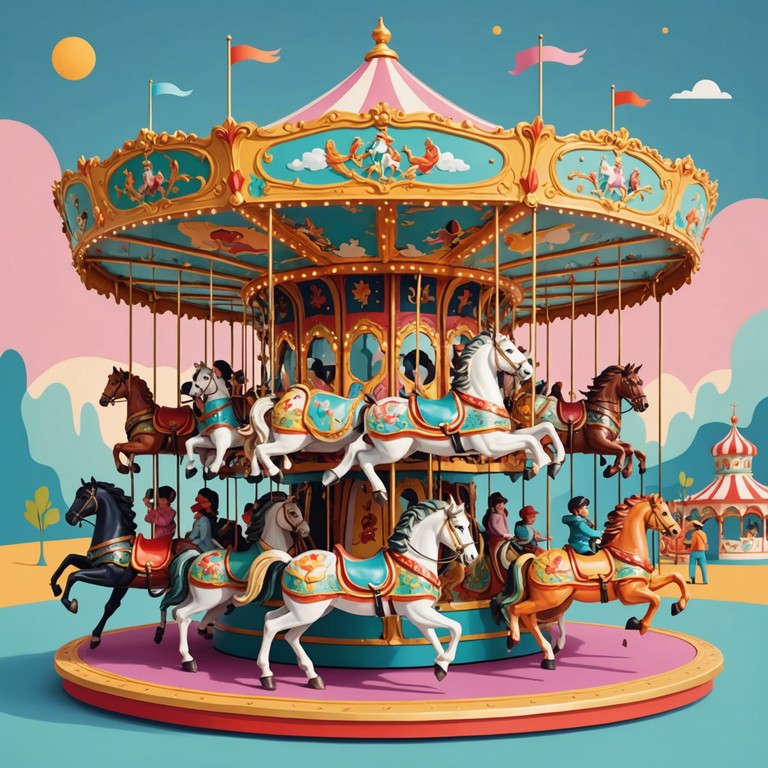 This playful track evokes the bustling atmosphere of a carnival with its vibrant and entertaining sounds. The melody, rich with playful turns and joyful expressions, perfectly captures the essence of a fun filled carousel ride. The elevated pitch and fast pace create a lively background that can energize anyone who listens to it.