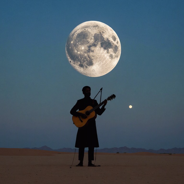 An evocative instrumental piece that uses the eerie sounds of the duduk to reflect the vast, unsettling quiet and growing tensions of a night descending on a sprawling desert. The music conveys the ominous beauty of the desert landscape under a rising moon, with shadows lengthening and mystery deepening in the remote sands.