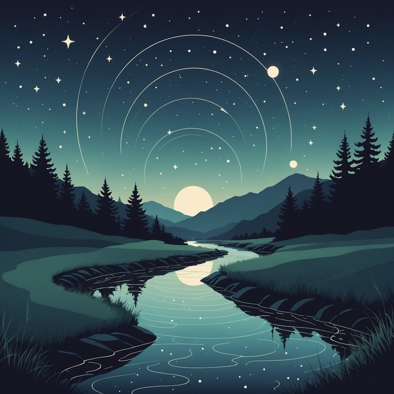 A composition that weaves the gentle sounds of a piano through melodic contours reminiscent of moonlight dancing on water, perfect for deep relaxation or contemplation. It’s like a musical lullaby for the soul that cradles the listener into a state of calmness, underpinning subtle complexities of harmony that resonate with the depths of the quiet night.