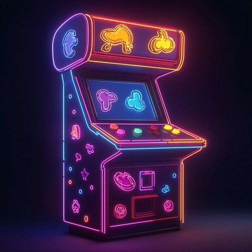 Immerse yourself in playful retro 80s vibes, enhanced by colorful neon sounds. The lively synthesizers craft a joyful and whimsical atmosphere, making listeners feel like they are stepping into a vibrant retro arcade.