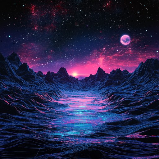 A mesmerizing fusion of futuristic electronic sounds and adjunct rhythms, creating an otherworldly soundscape. Synthesized melodies weave through deep, pulsating adjunct basslines, guiding listeners on a hypnotic journey through a digital celestial realm.