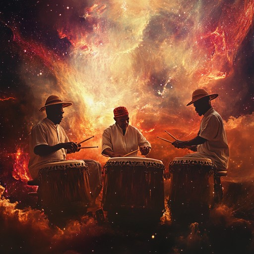 Experience the captivating fusion of lively afro cuban beats with futuristic, ambient textures, transporting listeners to a galactic dreamscape filled with rhythm and mystery.