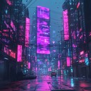 a soothing cyberpunk instrumental evoking tranquil neon lit nights