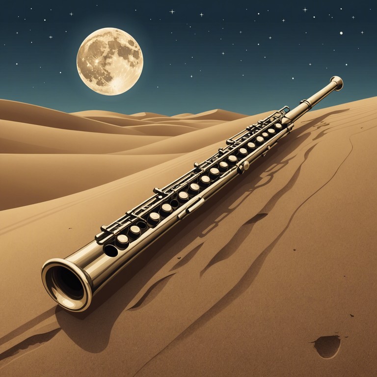 This alternative version takes a slightly different approach, focusing more on the interaction between the flute and soft ambient noises, suggesting a gentle but persistent wind that plays counterpoint to the flute's sorrowful tune, adding layers of depth to the loneliness experienced in a vast desert at night.