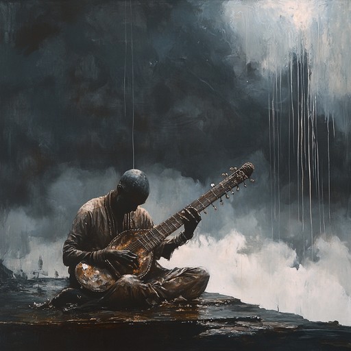 An instrumental blend of traditional indian raga scales and haunting rock elements, creating an eerie atmosphere that evokes ghostly whispers amidst monsoon rains.