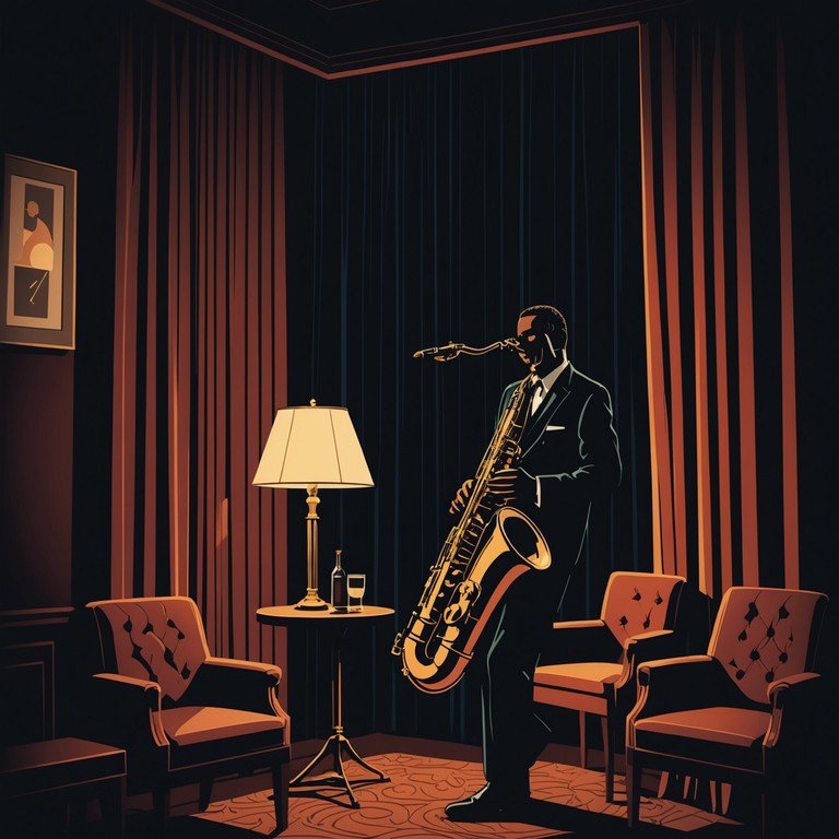 Imagine sinking into the plush ambiance of a vintage harlem jazz club, where every saxophone note stirs the heart deeply, accompanied by gentle brushes of a drum, evoking a sense of longing and deep connection.