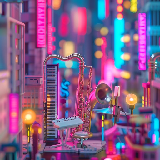 A vibrant, playful journey through an urban landscape filled with electronic sounds created from toy instruments, evoking the bustling yet whimsical atmosphere of a modern city. The piece intricately balances synthetic and organic sounds, crafting an engaging soundscape that feels both nostalgic and futuristic.