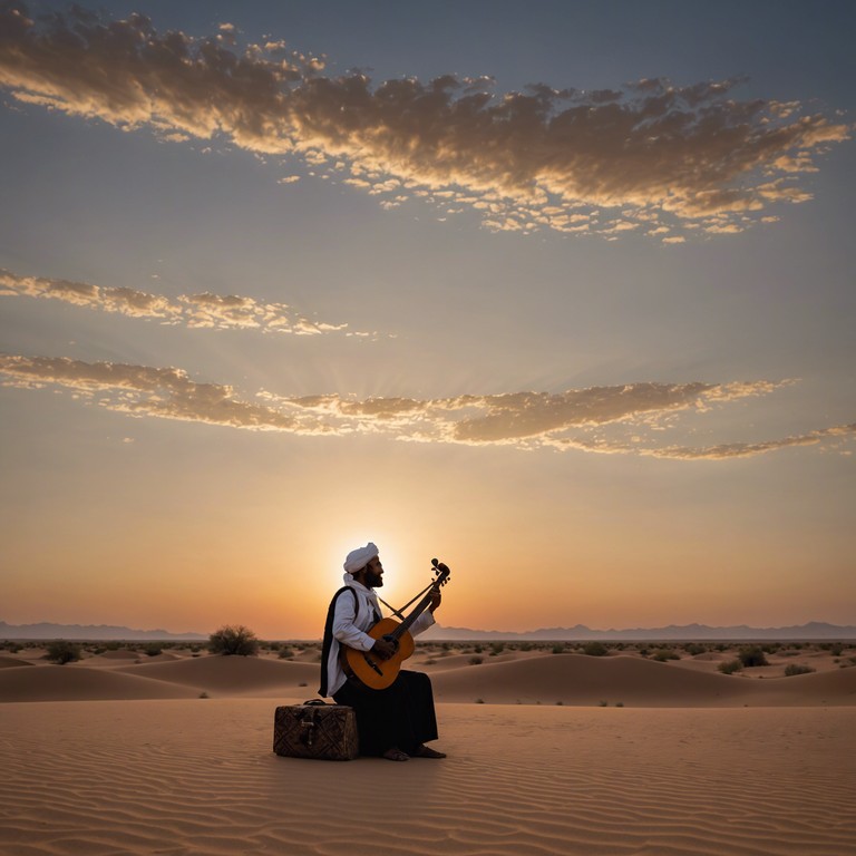 The track captures the essence of a mystical journey across a vast, sunlit desert. The oud instrument leads, evoking a deep, emotional pull as if echoing off distant sand dunes. Melodies dip and swell like the desert winds, carrying with them tales of ancient lands. The music is both a homage to traditional middle eastern sounds and a personal narrative of solitude and reflection. It molds the timeless feeling of gazing across endless sands, realizing the depth of one's own journey.