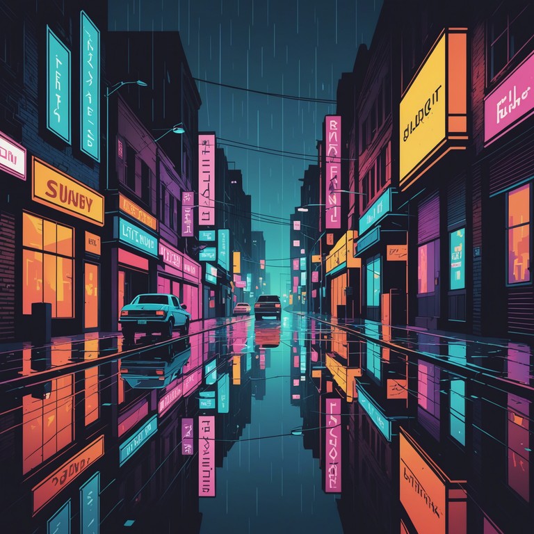 City lights whisper captures the essence of personal stories and emotional depth unfolding in a dystopian future, using a softer yet strikingly poignant synthesizer melody to paint a soundscape of intimate encounters and quiet resistance against the backdrop of a sprawling, oppressive city.