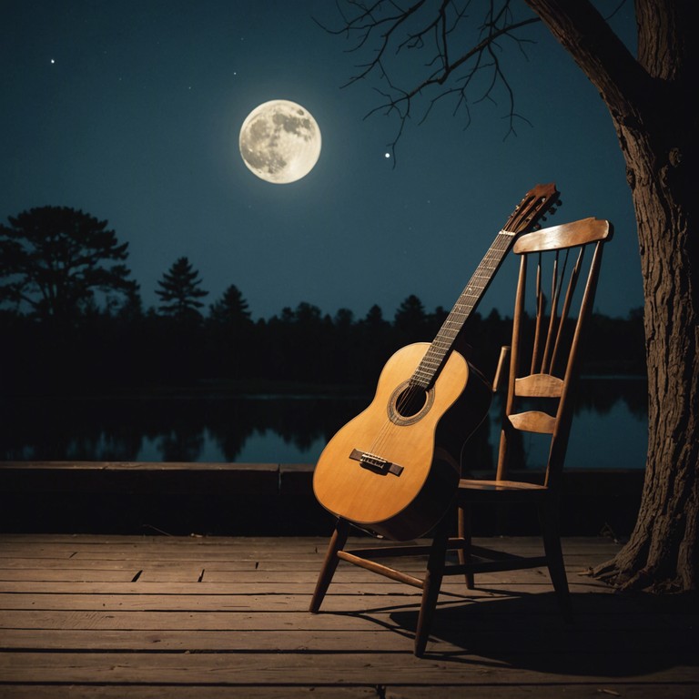 In this track, the gentle plucking of a classical guitar intertwines with the soft ambiance of a moonlit evening, creating a sultry sound that invites listeners into a world of intimate whispers and serene reflections. The music evokes a nostalgic yet comforting mood, perfect for moments of quiet contemplation or romantic evenings.