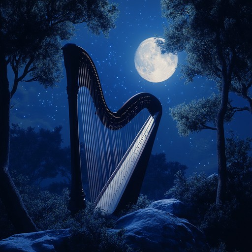 A refined instrumental lullaby featuring elegant harp playing mingled with ambient classical elements to create a tranquil atmosphere, aiding restful sleep with a sense of moonlit grace and serenity