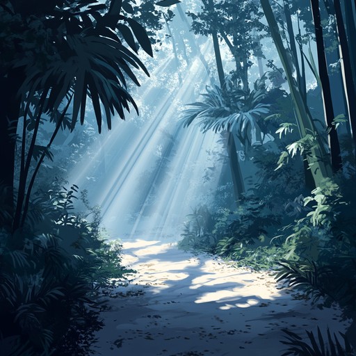 Imagine an ancient, untouched forest where the soft whispers of nature mingle with serene melodies, creating a soundtrack of tranquility. The music flows like a gentle stream, enriched by the subtle rustle of leaves and distant bird calls, inviting the listener into a meditative state of peace.