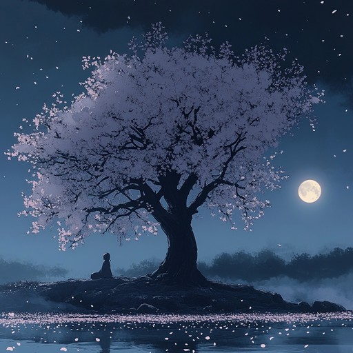 An instrumental piece blending gentle piano and ambient sounds to create a peaceful atmosphere reminiscent of calm nights in anime, where moonlight bathes quiet landscapes and soothing melodies drift through the air, enveloping the listener in tranquility.