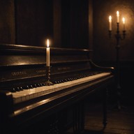 piano whispers drifting through darkness.