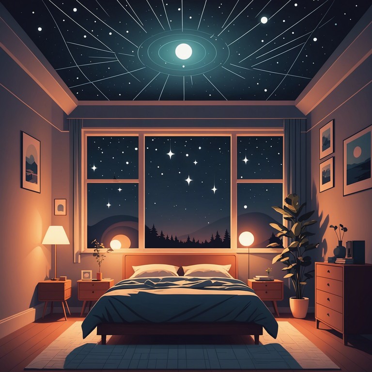 Crafted to simulate the tranquil experience of gazing into a star filled sky from the comfort of a warm bedroom, this music serves as a perfect backdrop for deep relaxation or gentle meditation.