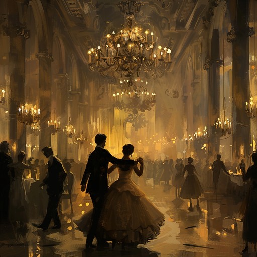 This composition weaves an intricate waltz with tender violin melodies underpinned by a dramatic orchestral backdrop. The piece gently oscillates between moments of quiet introspection and powerful crescendos, capturing the essence of an elegant yet shadowed ballroom.