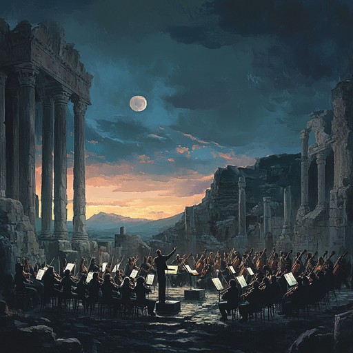 In this awe inspiring orchestral piece, dramatic dynamics and sweeping melodies blend with neoclassical motifs to evoke a sense of time's grandeur and nostalgia. The composition builds from hushed whispers to powerful crescendos, mirroring the ebb and flow of history's echoes.