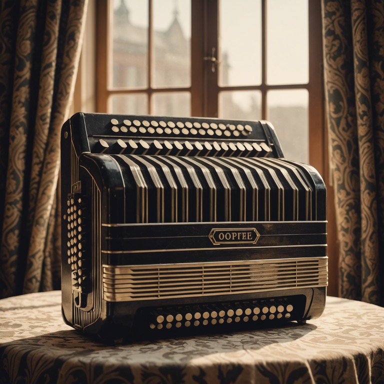 As the accordion plays, it feels like a journey through a once bustling cabaret now silent, with echoes of laughter and tears still present in the air, offering an immersive auditory experience that is both comforting and unsettling.