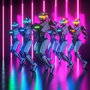 funky electronic beats for a whimsical robot dance off.