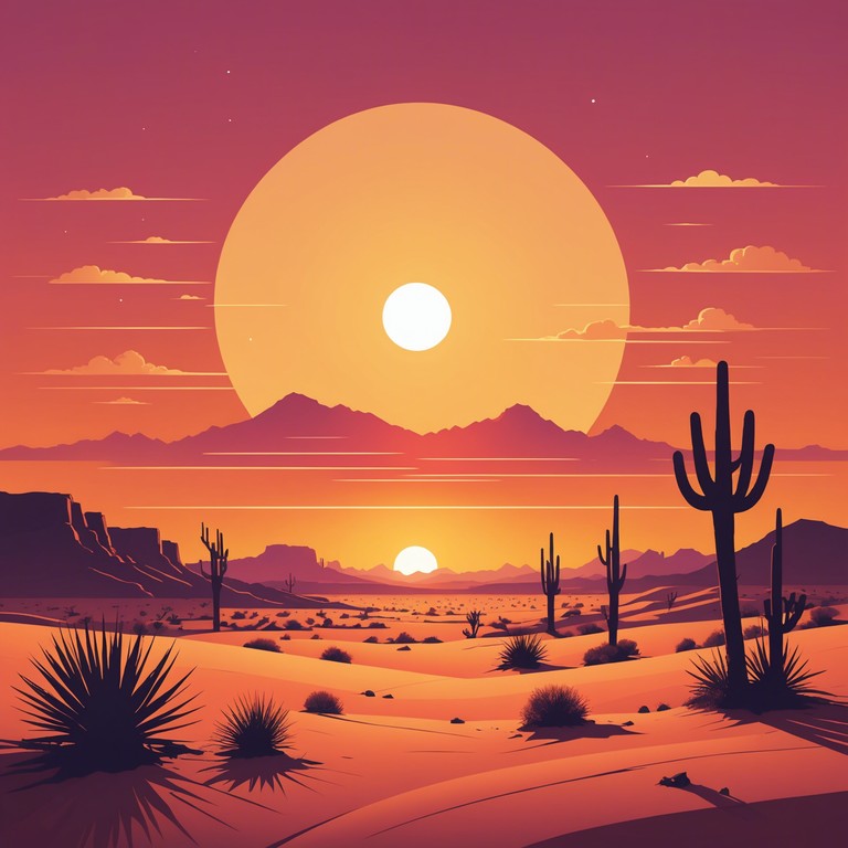 Imagine a serene desert landscape as dusk turns into night, with a gentle acoustic melody echoing the tranquility of the vast, open skies. The music embodies the essence of a peaceful evening under the stars in a western setting, perfect for unwinding and reflecting.