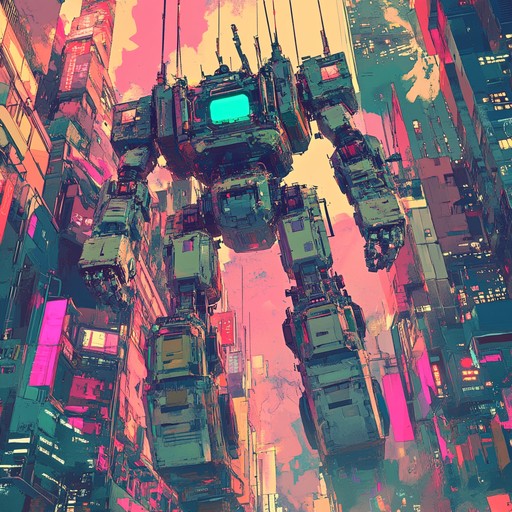 Pulsating with excitement, this instrumental combines electronic dance beats and uplifting synths, ideal for anime featuring mecha exploring sun dappled urban landscapes and high action sequences. It captures the thrill and excitement of the storyline through vibrant, dynamic sound elements.