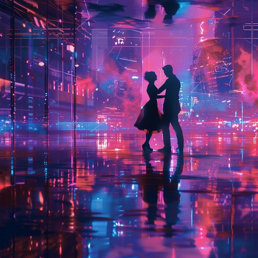 Step into a cyberpunk dreamscape where the tango's passionate dance merges with nostalgic electronic melodies, creating an intense and hauntingly beautiful experience of love and longing in a digital dystopia