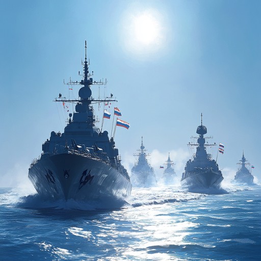 This lively instrumental piece pays homage to the russian navy's valor and strength. The composition features bold and rhythmic brass instrumentation layered with powerful percussion, evoking images of majestic ships and sailors in formation. The tempo is upbeat, and the melodies are triumphant, making listeners feel as though they are part of a grand naval parade.