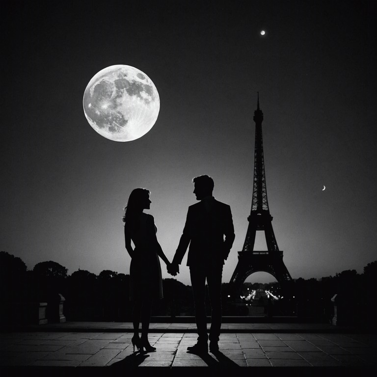 Imagine a scene set in paris at midnight, where the smooth sounds of a solo saxophone capture the essence of romance and mystery, echoing through the cobblestone streets under a luminous full moon. The composition starts with a gentle, seductive melody that gradually evolves into an intimate musical expression of passion and allure.