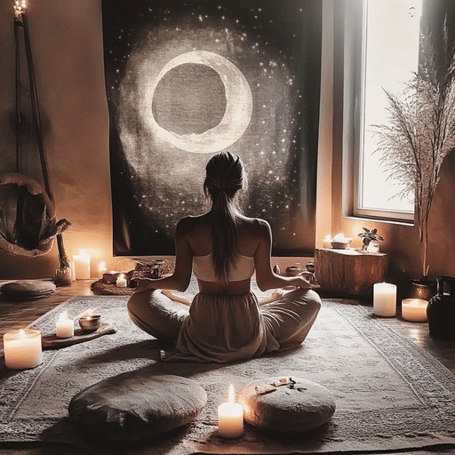 Immerse in a mystical, nocturnal lounge where ethereal harmonies and torch lounge melodies guide you through an enchanting spiritual journey, perfect for deep meditation and peaceful reflection.