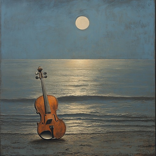 A composition inspired by the surreal tranquility of a moonlit seaside, evolving through soft, undulating tones that mimic the peaceful repetition of waves on a shore. The music invites listeners into a serene nocturnal world, enhanced by the haunting beauty of a solo violin, providing a soulful narrative that drifts between reality and dreamscape.