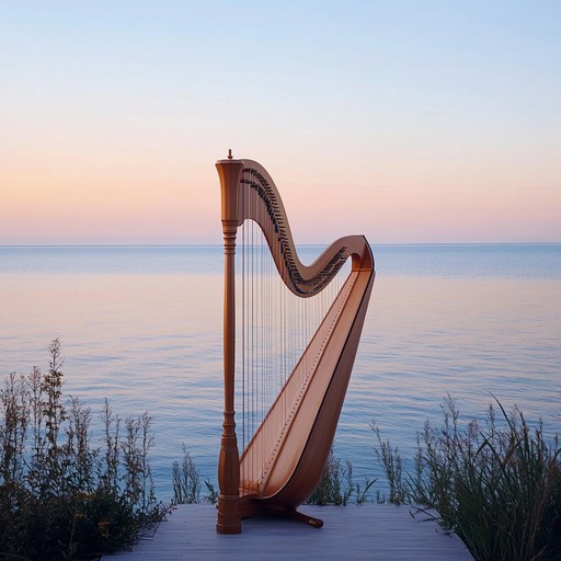 A musical journey mimicking the silent whispers of an ocean's breeze, designed to calm the mind and soothesize the soul. The harp's delicate strings resonate with the natural rhythms found in the tranquil depths of the sea, providing a sonic sanctuary for those seeking solace from the bustling world.