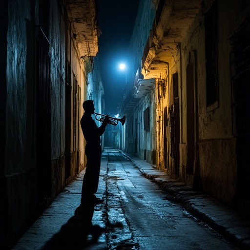 An instrumental track blending energetic mambo rhythms with eerie, haunting melodies to create a dark and mysterious atmosphere reminiscent of shadowy nights in havana