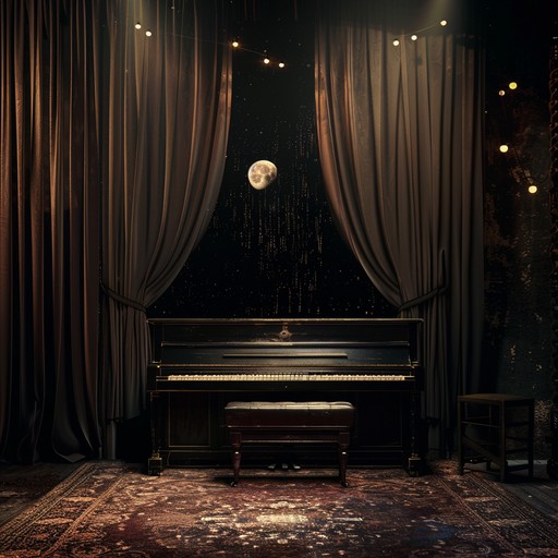 This composition creates a serene yet eerie atmosphere, featuring a piano that paints a dark cabaret scene filled with moonlit whispers and velvety shadows. Its ethereal quality lingers.