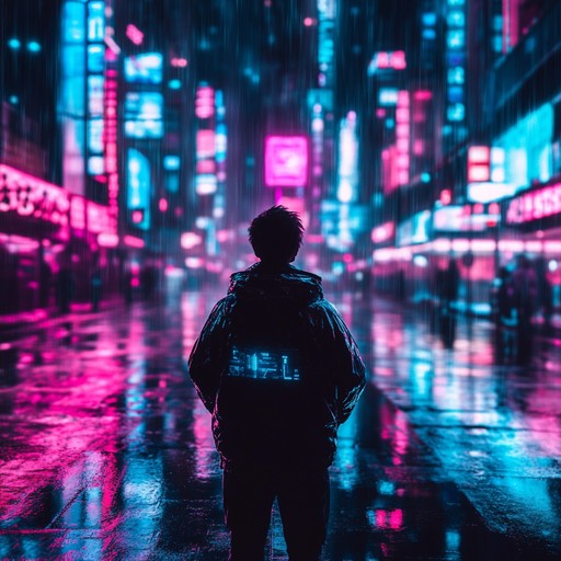 An instrumental track blending atmospheric trip hop beats with uplifting melodies, capturing the exhilaration of wandering through a city's neon lights.