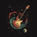 an instrumental track blending funk and rock, exploring the cosmos.