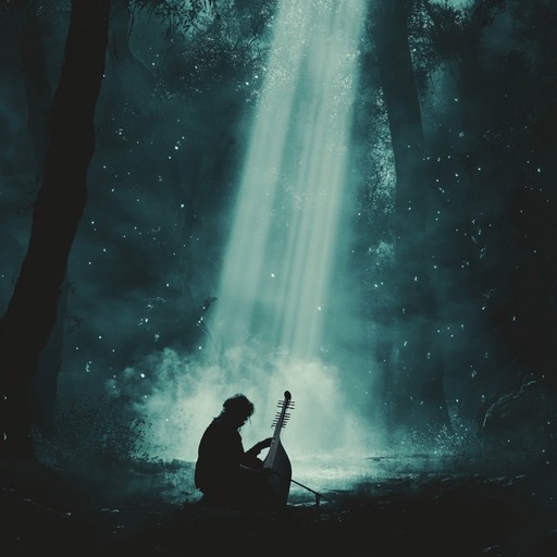 An elegant dark folk instrumental piece featuring the nyckelharpa, weaving melancholic melodies that unveil the hidden secrets of shadowed ancient trees.