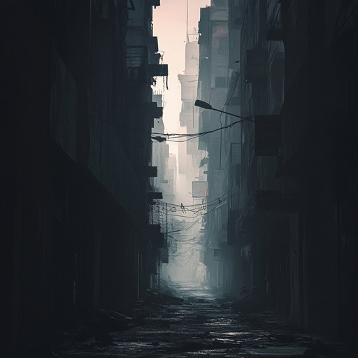 A somber instrumental piece capturing the essence of urban decay. Distorted guitars and mechanical beats paint a bleak picture of an abandoned cityscape, resonating with brooding despair and reflective melancholy.