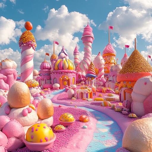 A whimsical instrumental k pop track brimming with playful, vibrant melodies and sugary sweet hooks that transport listeners to a fantastical candyland. The song features dynamic shifts between energetic verses and dreamy breakdowns, creating a lively and captivating listening experience.